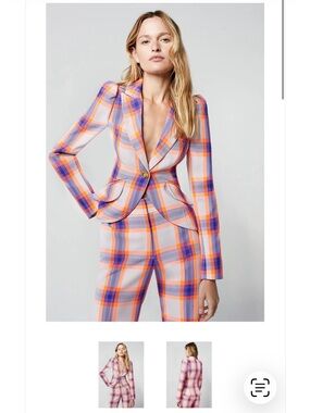 Smythe Lavender & Orange Plaid Tailored suit set
